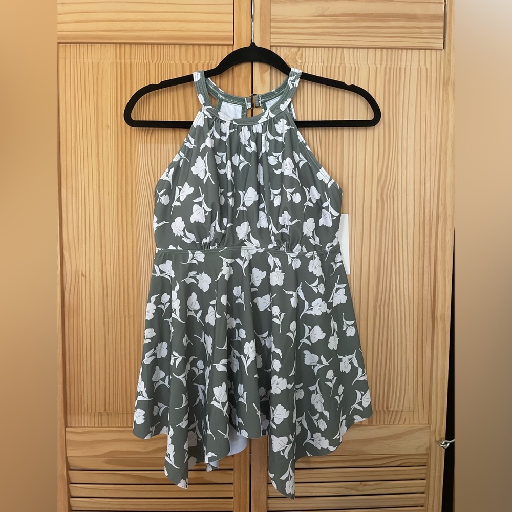 NWT BloomChic Hanky Hem Cut Out Halter Neck Swim Dress